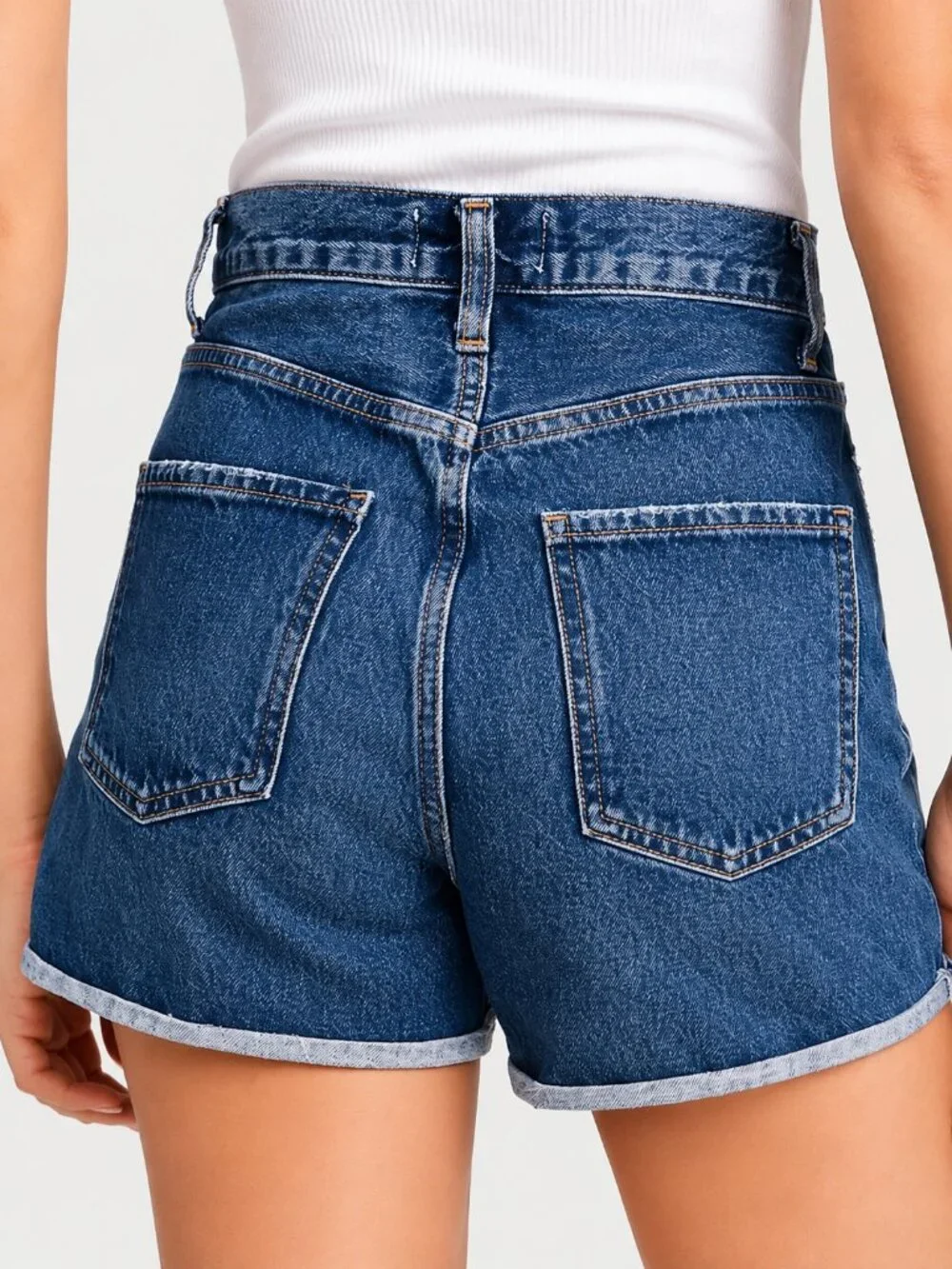 AGOLDE NEW Dee High Rise Rolled Hem Denim Vintage Wash Blue Jean Shorts SZ 31